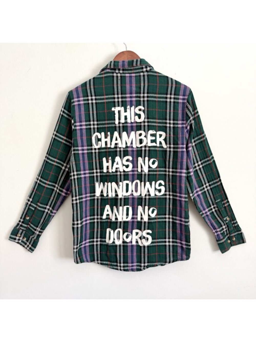 Disney Cakeworthy Haunted Mansion Green Plaid Shirt Button Down Size Small - Picture 5 of 6